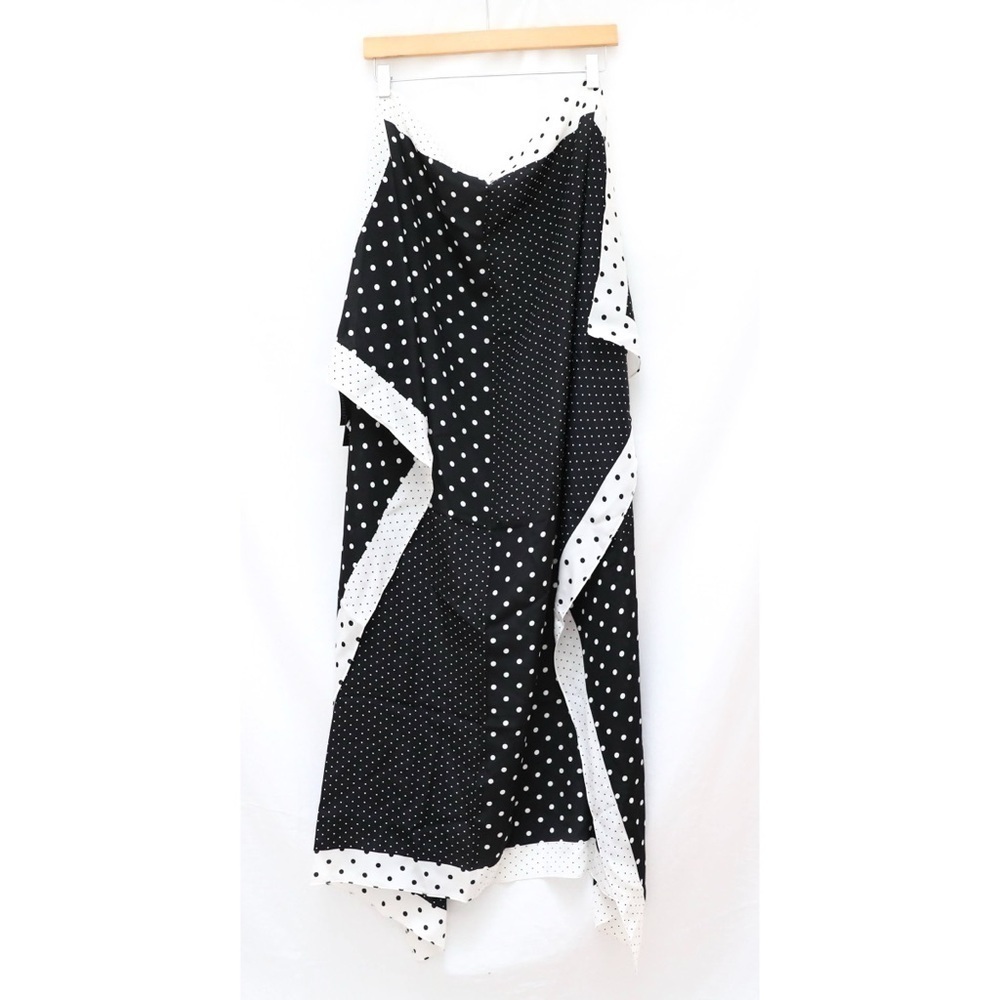 Club Monaco Matie Silk Scarf Polka Dot Print Black White Contrast NWT new light